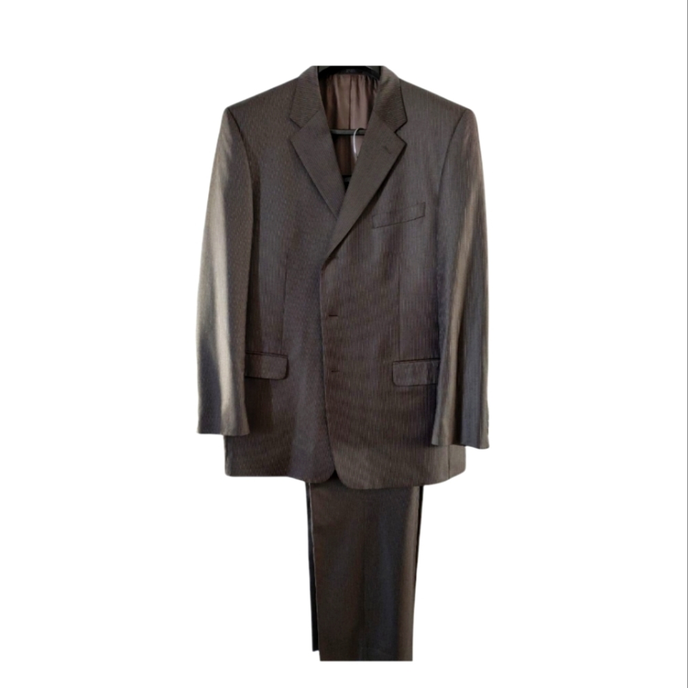 Donald Trump Brown 3 Button Pinstripe Suit